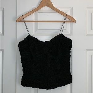 NWOT Black spaghetti strap crop top